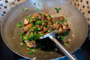 Yu Xiang Eggplant, last step: add herbs